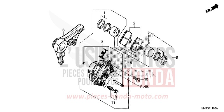 HINTERRAD-BREMSSATTEL von CBR1000RR "Fireblade" MAT PEARL MORION BLACK (NHC33) von 2020
